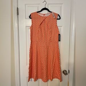 NWT New York & Company fit & flare orange dress XL
